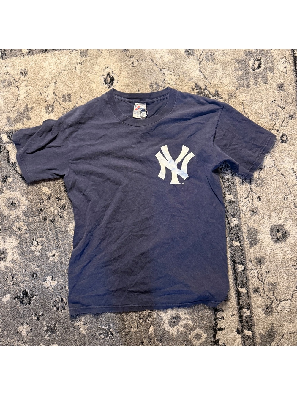 Majestic New York Yankees Derek Jeter #2 Navy Blue Cotton T‑